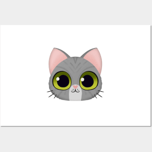 Cute Grey Striped Kitten Posters and Art